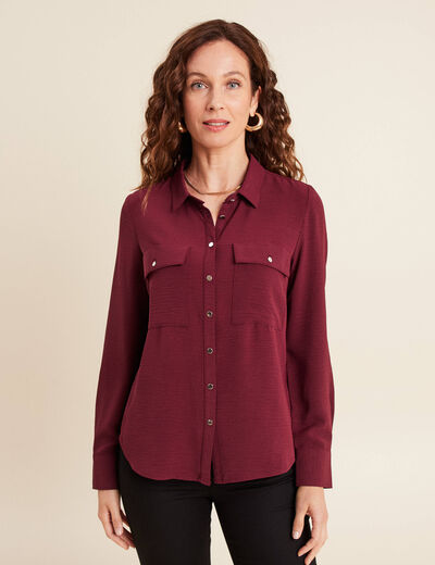 Chemise manches longues bordeaux femme