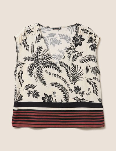 Blouse col v manches courtes fluide noir femme