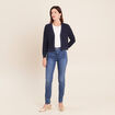 Gilet manches longues brillant bleu marine femme