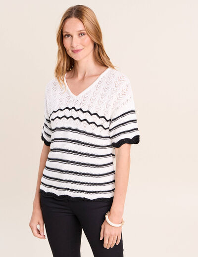 Pull col v noir femme