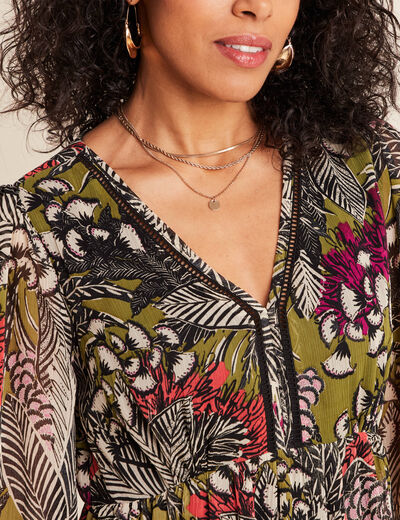 Robe évasée fluide vert femme