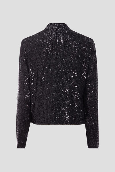 Veste droite avec sequins noir femme