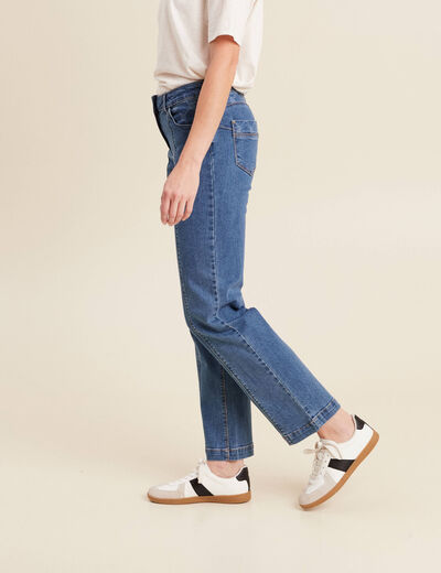 Jean droit taille basculée denim stone femme