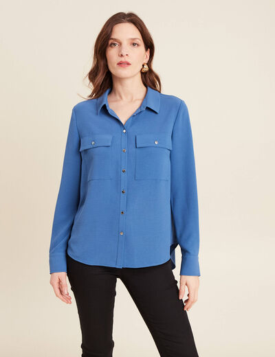 Chemise manches longues bleu foncé femme