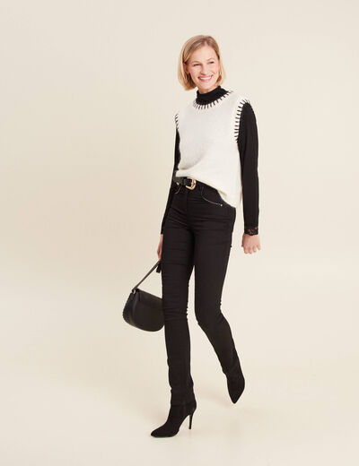 Pull sans manches ecru femme