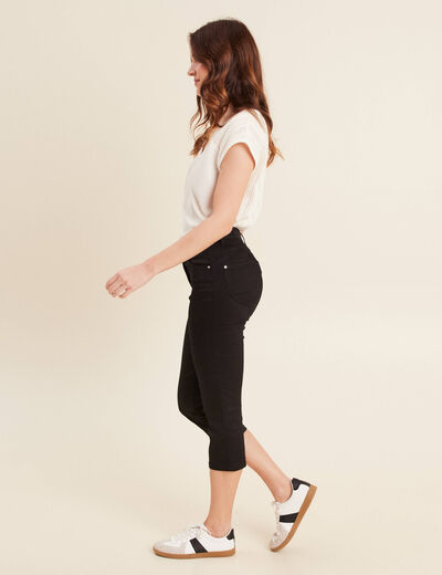 Pantacourt droit taille standard noir femme