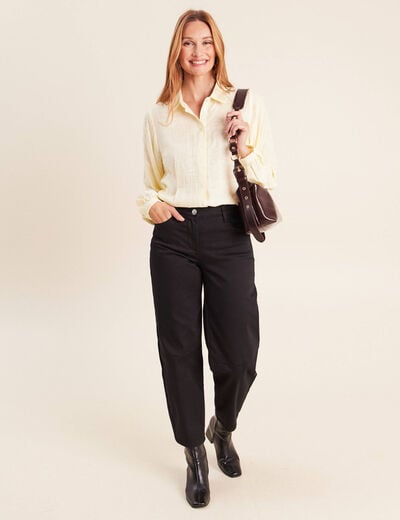Chemise fluide manches longues jaune pastel femme