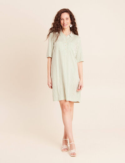 Robe droite courte manches courtes blanc femme