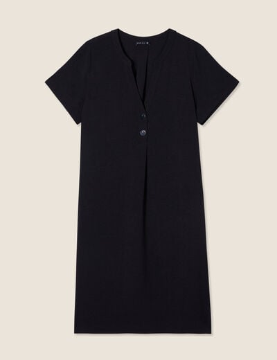 Robe droite manches courtes noir femme