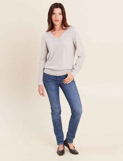 Pull manches longues gris clair femme