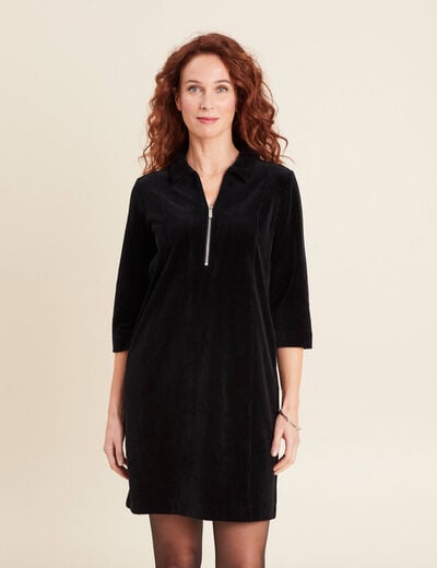 Robe droite velours noir femme