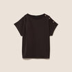 T-shirt manches coudes marron fonc&eacute; femme