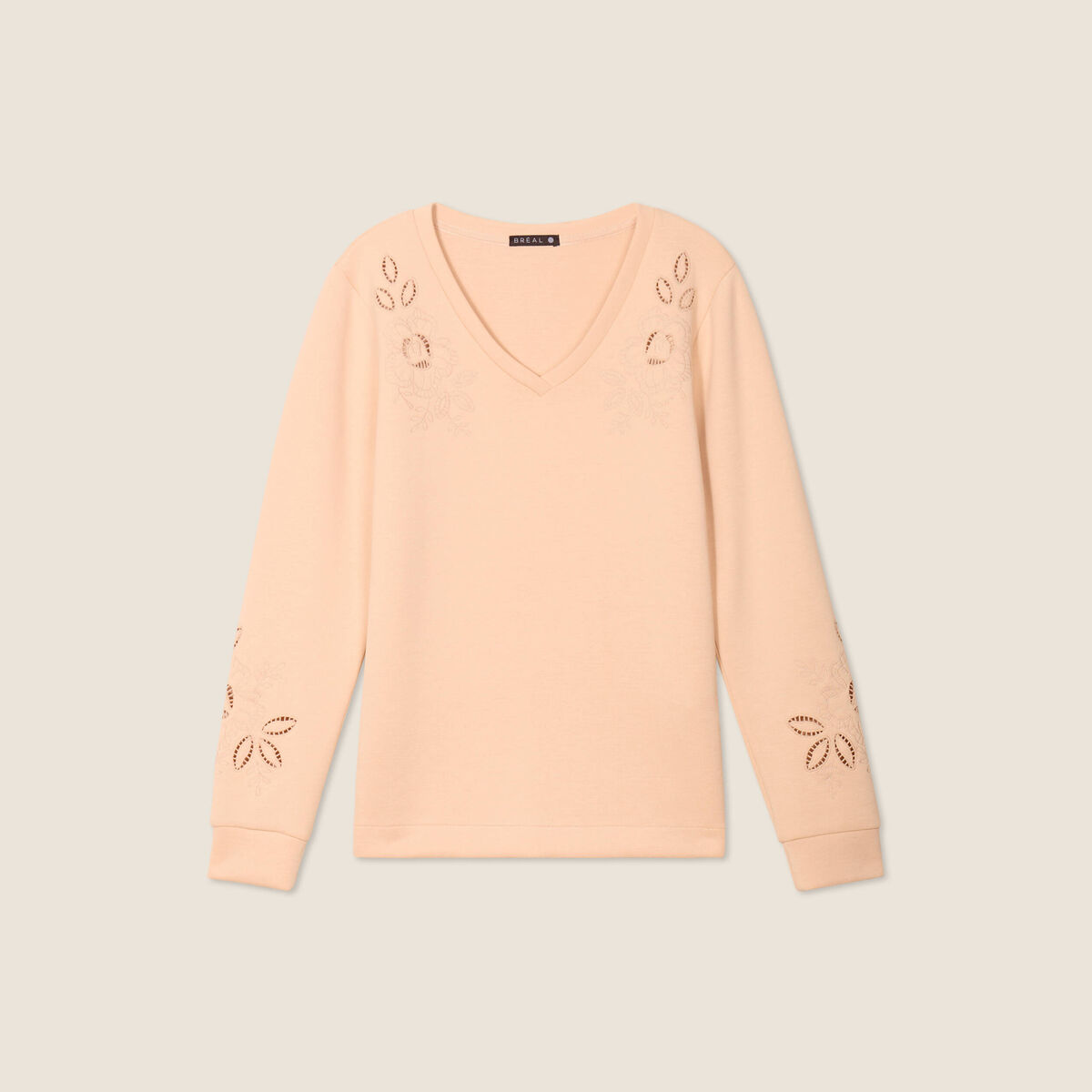 Sweat manches longues beige femme