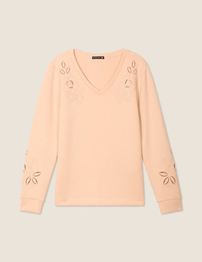 Sweat manches longues beige femme