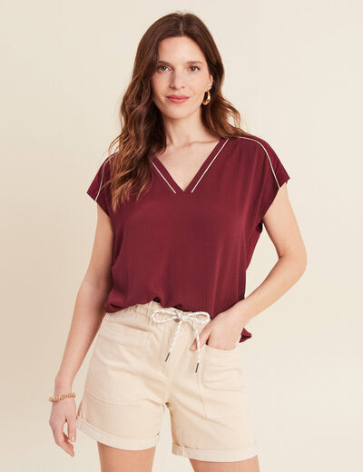 T-shirt manches courtes bordeaux femme