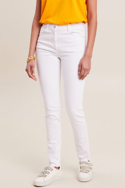 Jean magique ajusté taille standard blanc femme