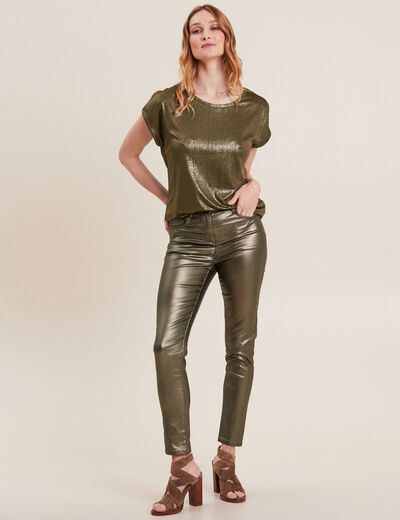T-shirt manches courtes vert olive femme