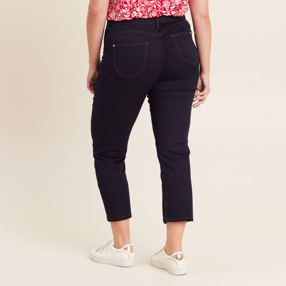 Jean droit taille haute 7/8ème denim brut femme