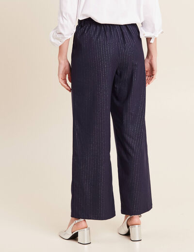Pantalon large 7/8ème bleu foncé femme