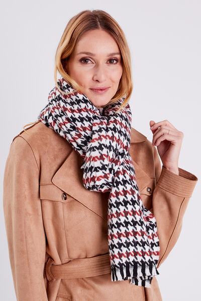 Écharpe à franges ecru femme