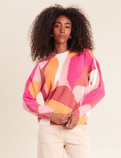 Pull col montant orange femme