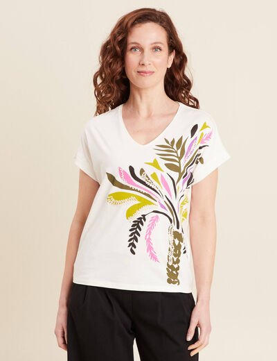 T-shirt manches courtes ecru femme