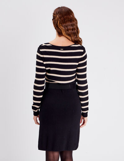 Robe pull droite ceinturée couleur or femme