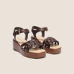 Sandales &agrave; talon compens&eacute; marron fonc&eacute; femme