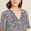 Robe courte évasée col V bleu marine femme