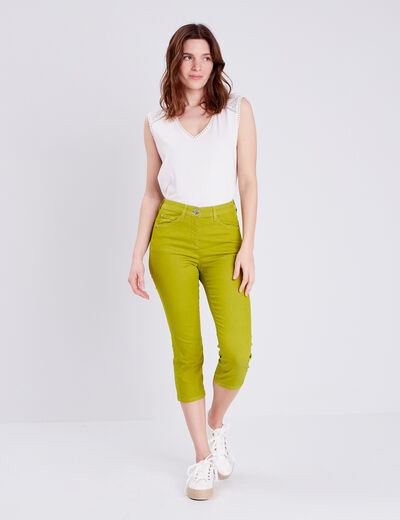 Pantacourt magique Le L&eacute;ger coupe droite vert olive femme