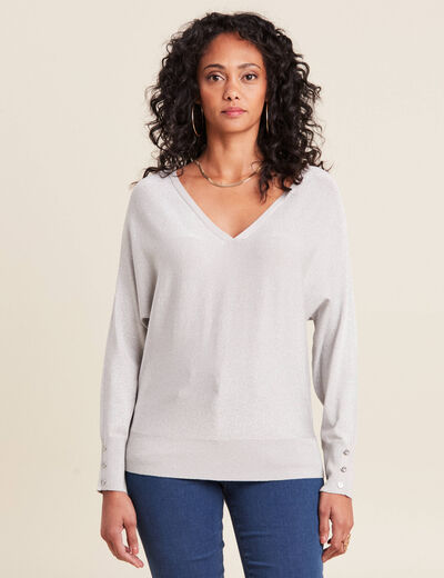 Pull manches longues couleur argent femme