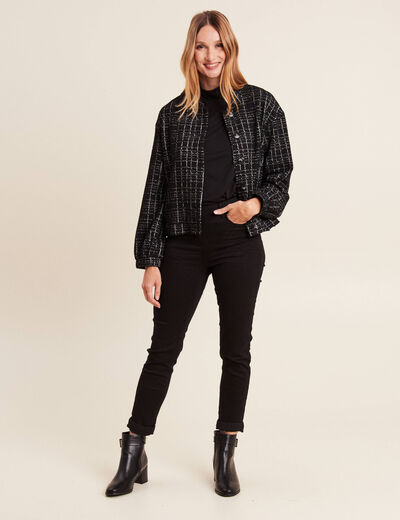 Veste droite boutonnée noir femme
