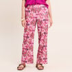 Pantalon large taille haute rose corail femme
