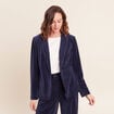 Veste tailleur velours bleu marine femme