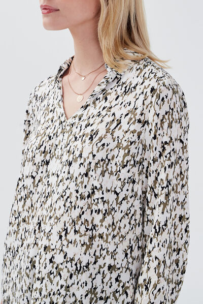 Chemise manches 3/4 ecru femme