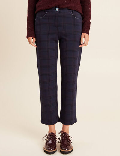 Pantalon droit bleu marine femme