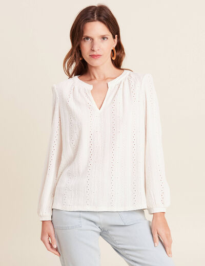 Blouse manches longues ecru femme