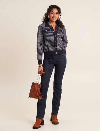 Gilet manches longues bleu marine femme