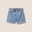 Short large taille haute en jean denim double stone femme