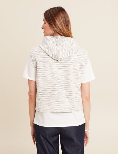 Hoodie 2 en 1 manches courtes beige clair femme