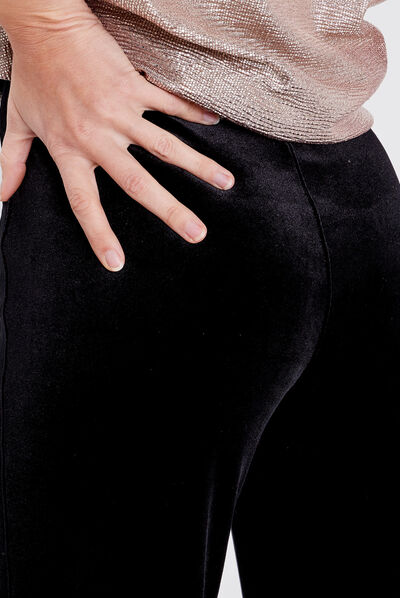 Pantalon bootcut velours noir femme