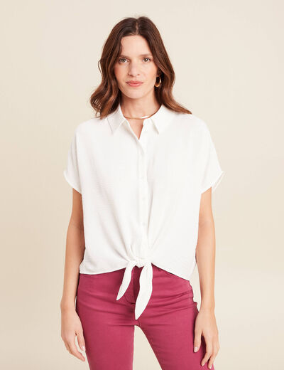 Chemise manches courtes fluide ecru femme