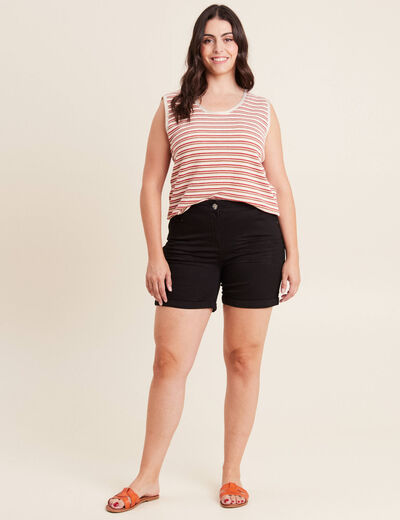 Short droit en jean noir femme