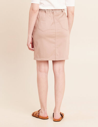 Jupe droite r&eacute;versible marron femme
