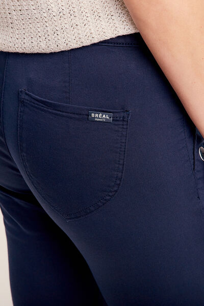 Pantalon ajusté 7/8ème à pont bleu marine femme