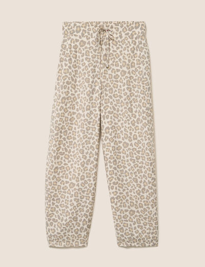 Pantalon coupe barrel taille haute blanc femme