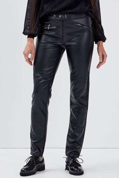 Pantalon ajusté noir femme