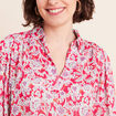 Blouse ample col chemise manches 3/4 rose femme