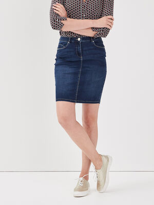 Jupe droite en jean denim brut femme