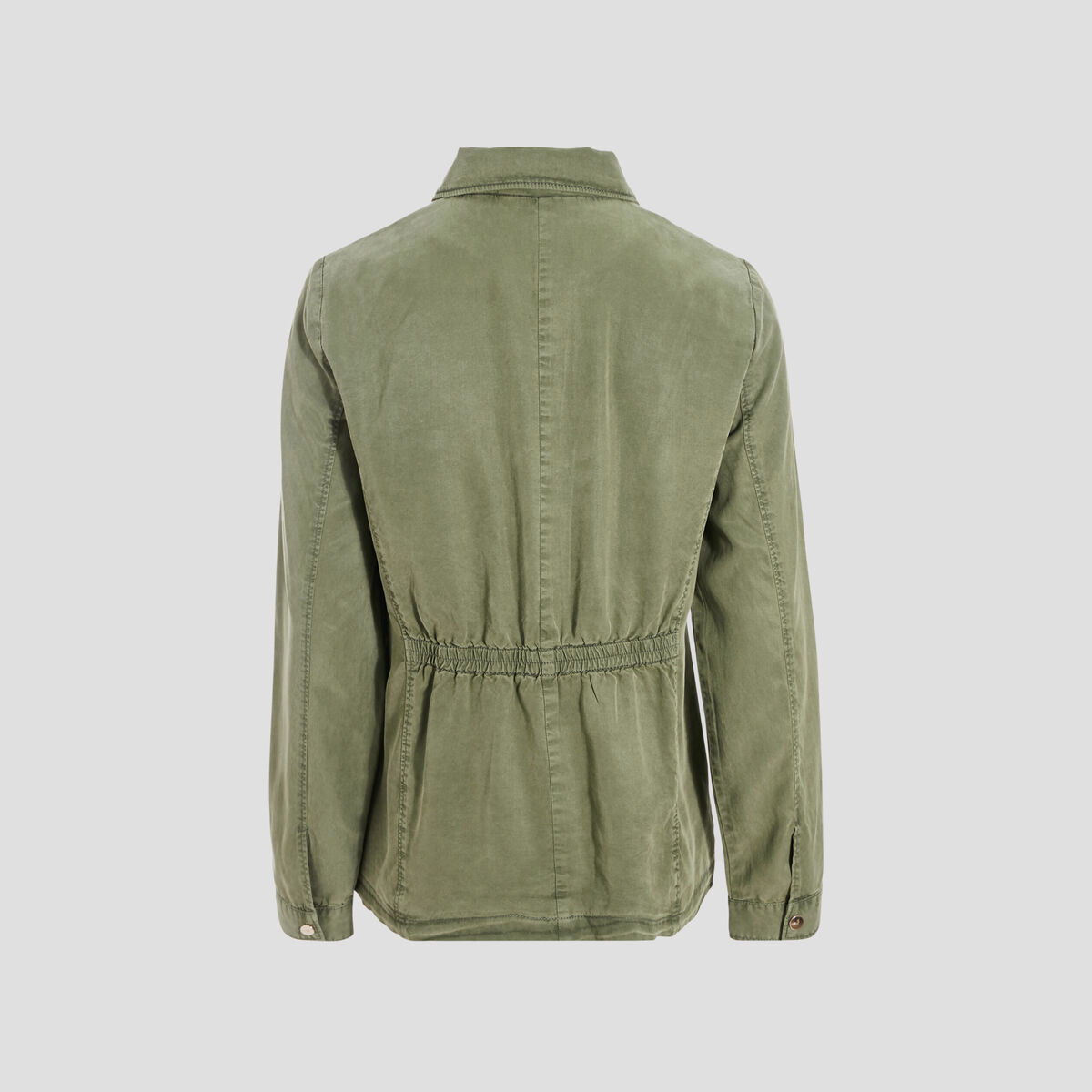 Veste droite boutonnée vert kaki femme